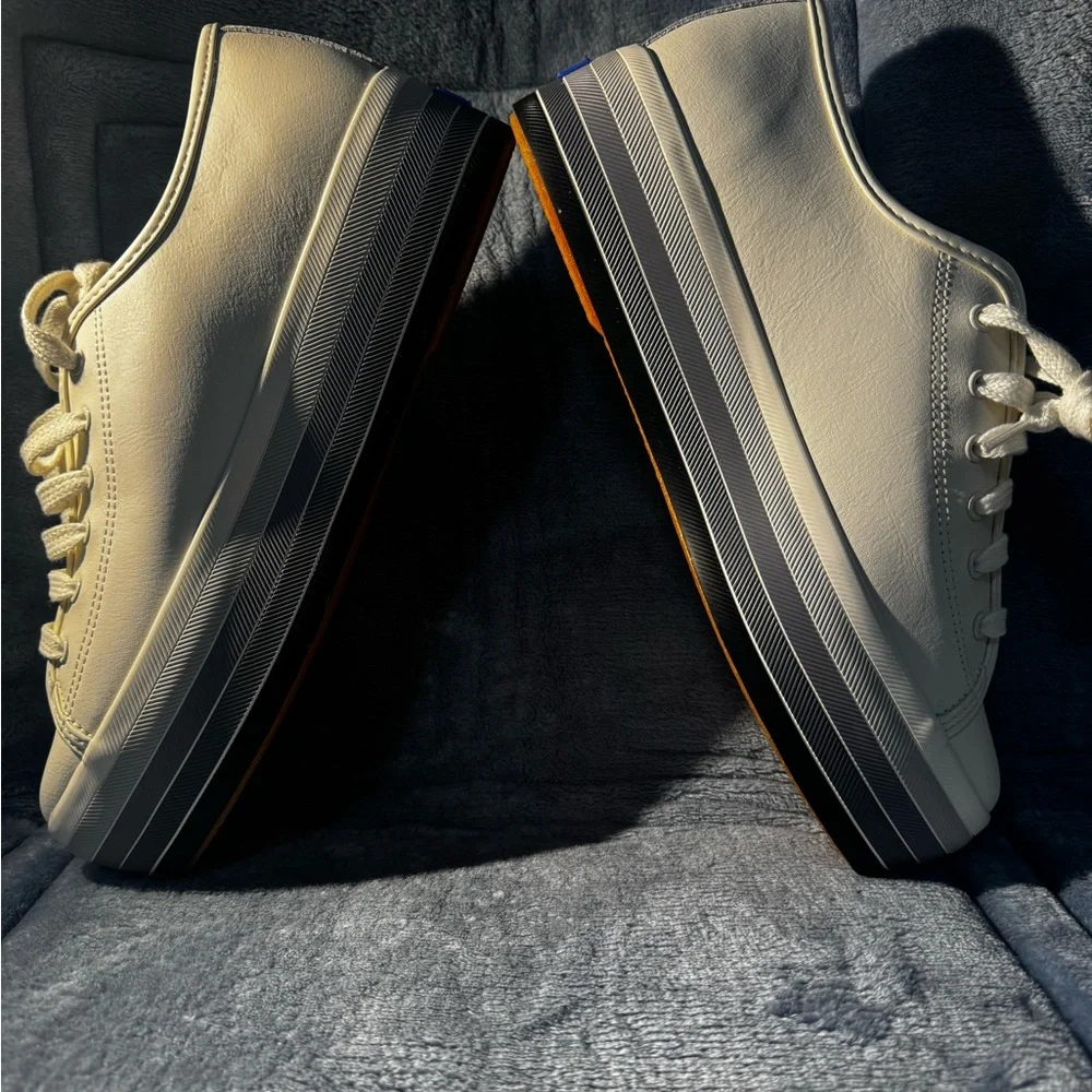Keds Platform Sneakers in Cream with Black and Gray Trim